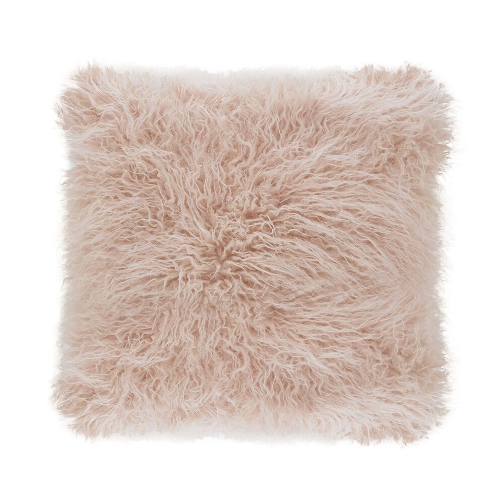 2661 Collection Mongolian Faux Fur Poly Filled Throw Pillow, 22"", Rose